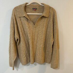 Vince Camuto Pullover Collard V-Neck Tan Sweater Men's Size XL